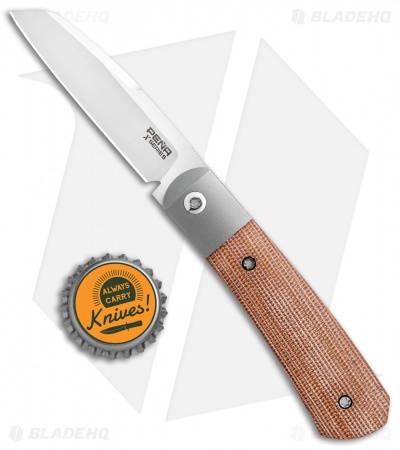 Pena Knives X-Series Apache Kickstop Flipper Knife Nat. Micarta (2.75" Satin) 