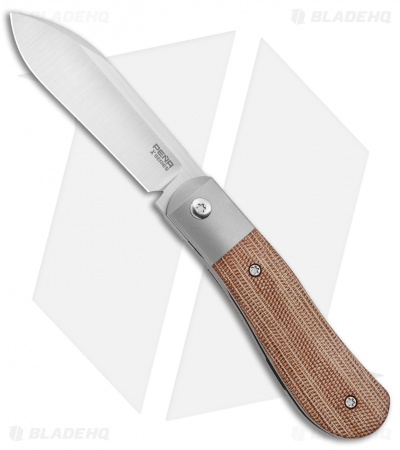 Pena Knives X-Series Front Flipper Dogleg Jack Knife Natural Micarta (3" Satin)