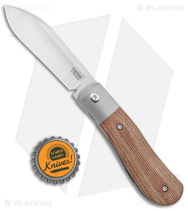 Pena Knives X-Series Front Flipper Dogleg Jack Knife Natural Micarta (3" Satin)