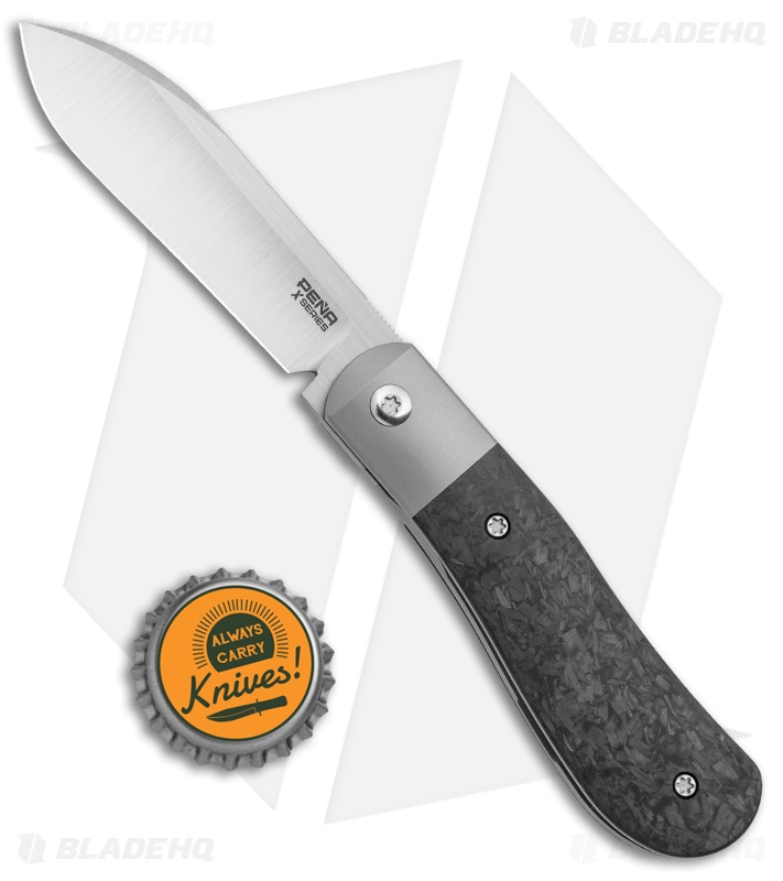 Pena Knives X-Series Front Flipper Dogleg Jack Knife Marble CF (3" Satin)