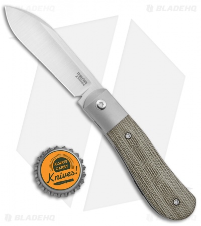 Pena Knives X-Series Front Flipper Dogleg Jack Knife Green Micarta (3" Satin)