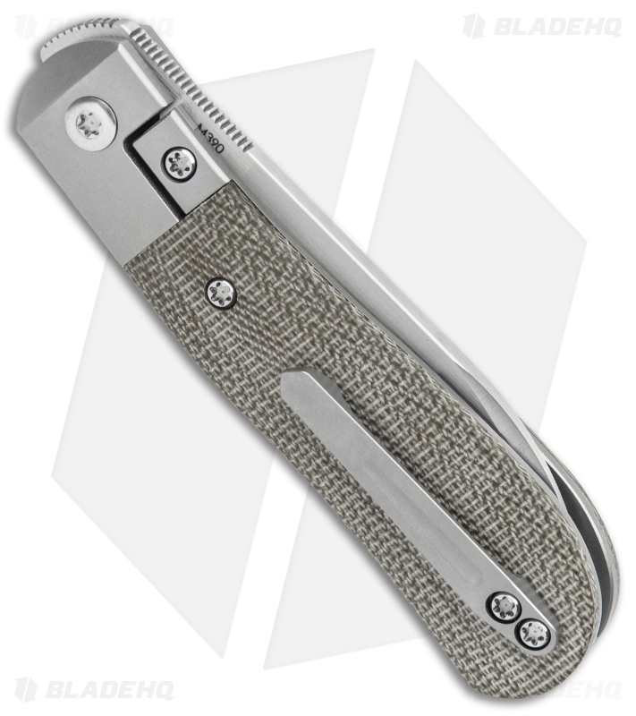 Pena Knives X-Series Front Flipper Dogleg Jack Knife Green Micarta (3" Satin)