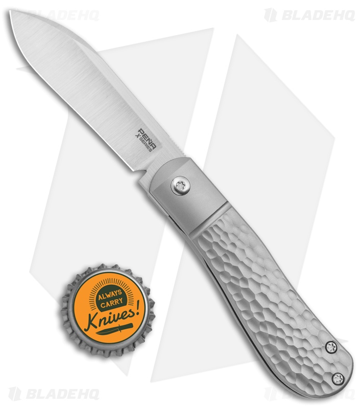 Pena Knives X-Series Front Flipper Dogleg Jack Knife Jigged Titanium (3" Satin)