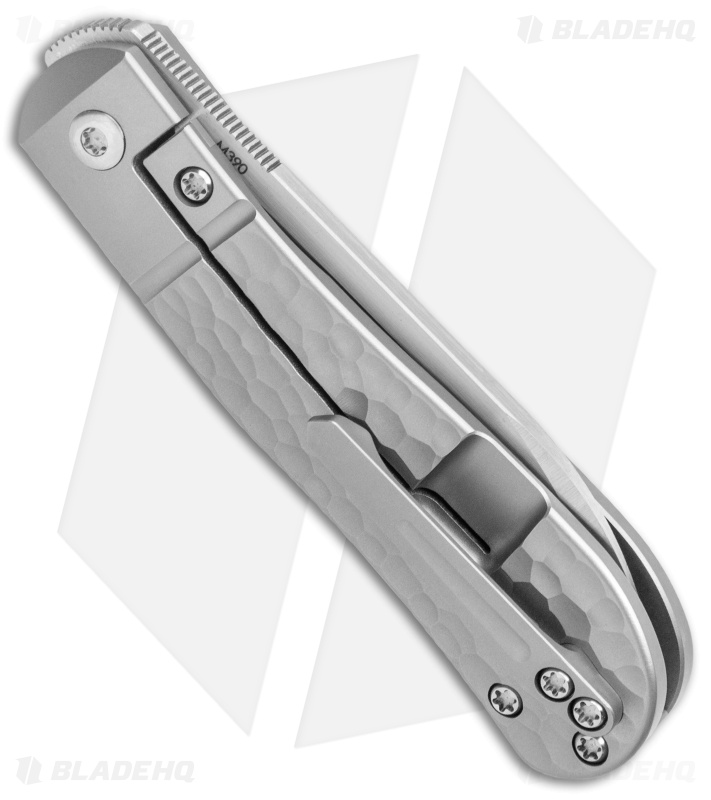 Pena Knives X-Series Front Flipper Dogleg Jack Knife Jigged Titanium (3" Satin)