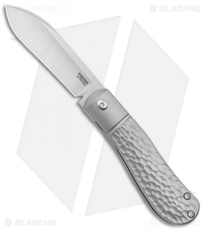 Pena Knives X-Series Front Flipper Dogleg Jack Knife Jigged Titanium (3" Satin)
