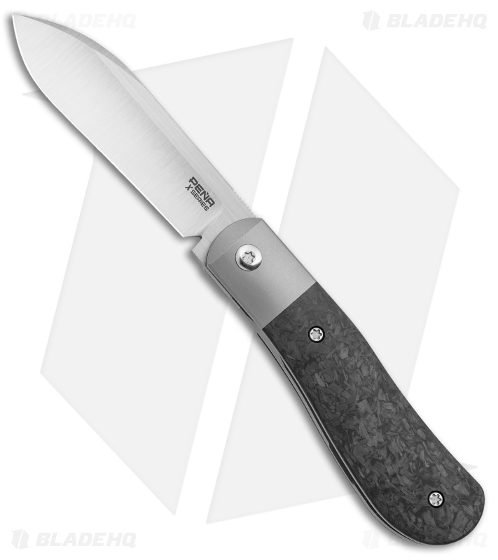 Pena Knives X-Series Front Flipper Dogleg Jack Knife Marble CF (3" Satin)