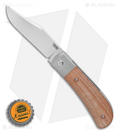 Pena Knives X-Series Lanny Front Flipper Knife - Natural Canvas Micarta