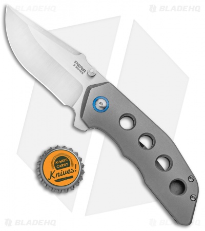 Pena Knives X-Series Rhino Frame Lock Knife Flipper Bead Blast Ti (3" Satin)