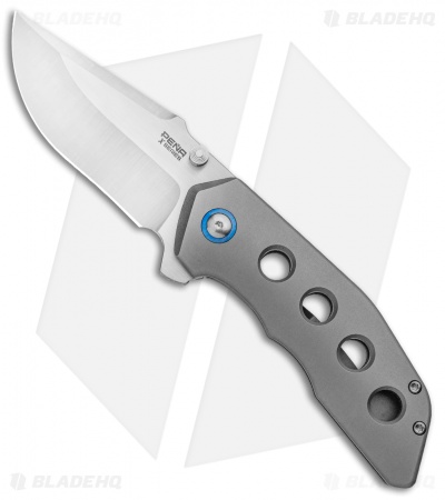 Pena Knives X-Series Rhino Frame Lock Knife Flipper Bead Blast Ti (3" Satin)