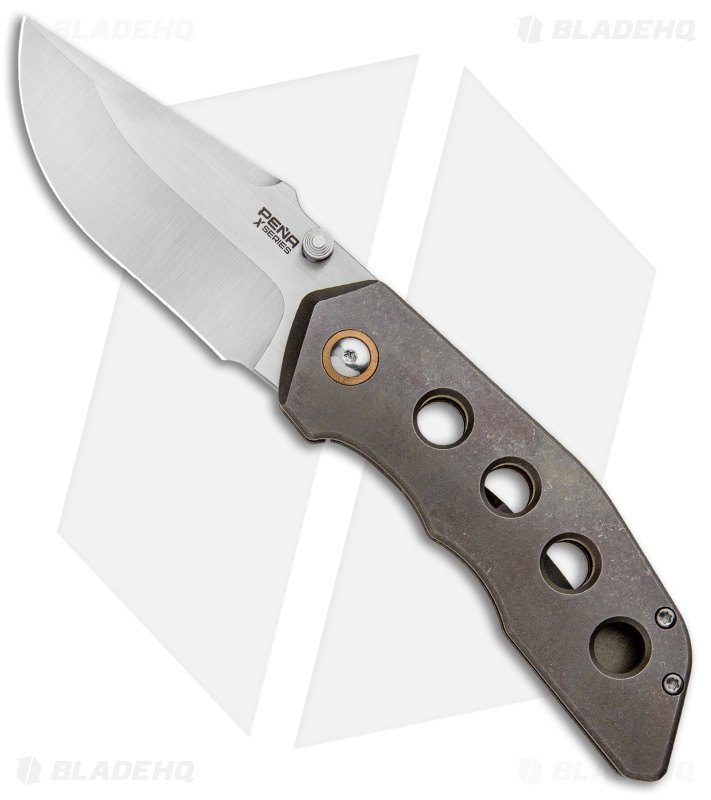 Pena Knives X-Series Rhino Frame Lock Knife Thumb Stud Bronze Ti (3" Satin)