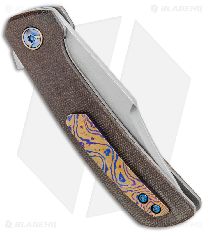 Pena Knives Custom Bowie Liner Lock Knife Flipper Mokuti Clip (3.5" Satin)