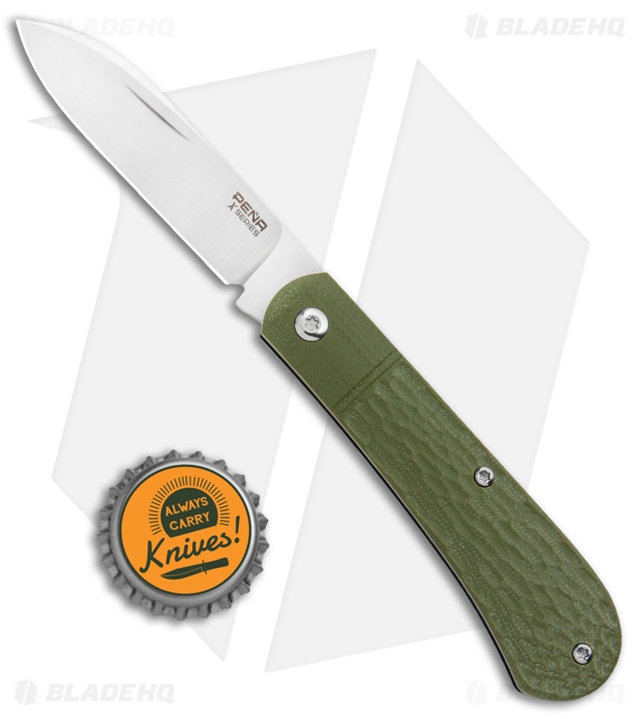 Pena X-Series Spear Point Slip Joint Knife Jigged Green G-10 (3