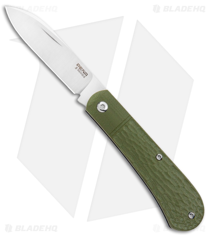 Pena X-Series Spear Point Slip Joint Knife Jigged Green G-10 (3" Satin)