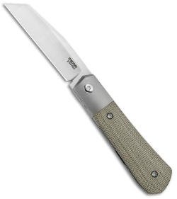 Pena Knives X-Series Raptor Front Flipper Knife Green Micarta (2.9" Satin)