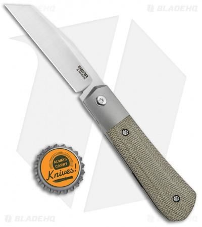 Pena Knives X-Series Raptor Front Flipper Knife Green Micarta (2.9" Satin)