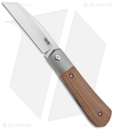 Pena Knives X-Series Raptor Front Flipper Knife Brown Micarta (2.9" Satin)
