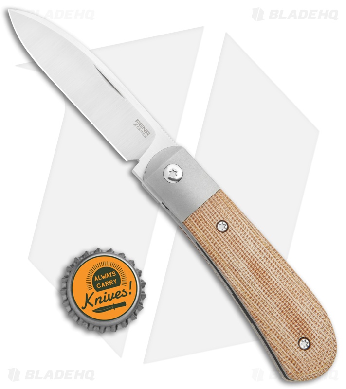 Pena Knives X-Series Zulu Front Flipper Knife | Natural Micarta