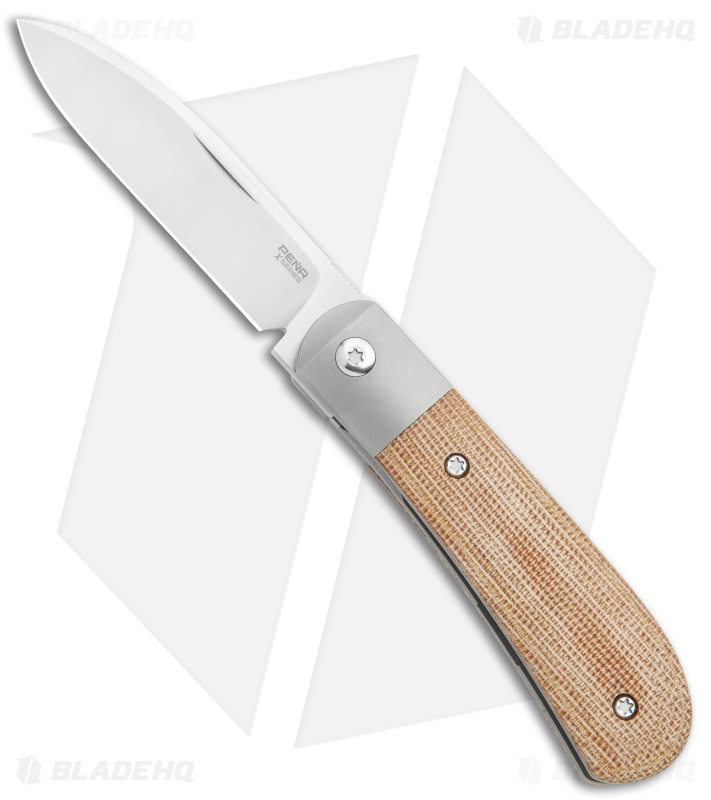 Pena Knives X-Series Zulu Front Flipper Knife - Natural Micarta
