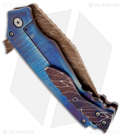 Phantom Steelworks One-Off XL Flipper Knife Murder Pattern (3.25" Damascus)