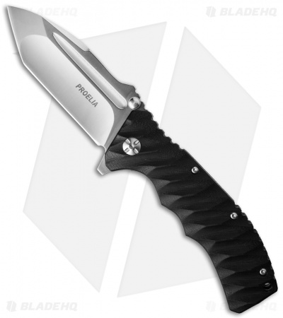 Defcon Blade Works Proelia Tanto Linerlock Knife Black G-10 (3.75" Satin) TX010