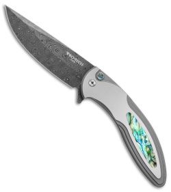 Pro-Tech Custom Cambria Flipper Knife SS w/ Abalone Inlay (3.5" Damascus) 