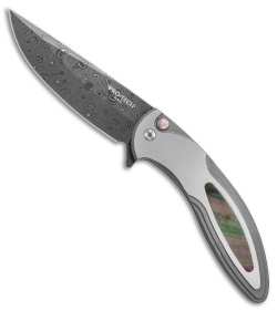 Pro-Tech Custom Cambria Flipper Knife SS w/ Black Lip Pearl (3.5" Damascus) 