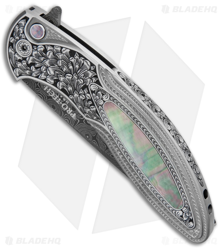 Pro-Tech Ultimate Custom Cambria Flipper Knife Black Lip Pearl (Damascus) 