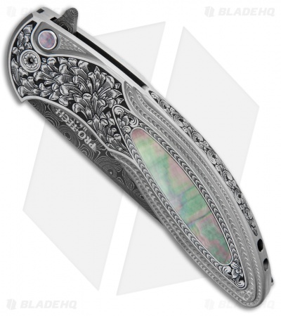 Pro-Tech Ultimate Custom Cambria Flipper Knife Black Lip Pearl (Damascus) 