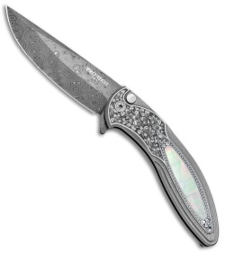 Pro-Tech Ultimate Custom Cambria Flipper Knife Black Lip Pearl (Damascus) 