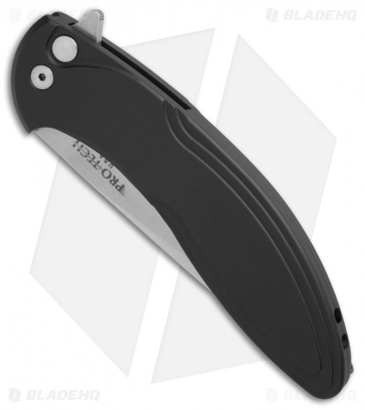 Pro-Tech Cambria Plunge Lock Flipper Knife Black Al (3.5" Stonewash) CF01