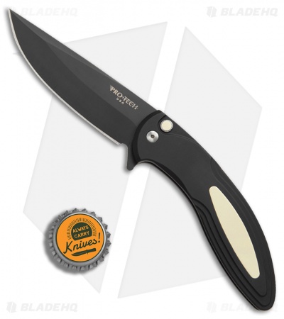 Pro-Tech Cambria Flipper Knife Tuxedo Black w/ Ivory Micarta (3.5" Black) CF52