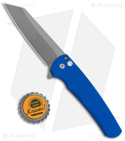 Pro-Tech Malibu Reverse Tanto Knife Textured Blue Aluminum (3.3" SW) Blade Show