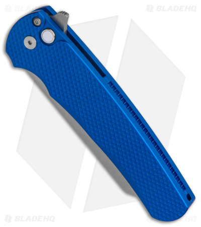 Pro-Tech Malibu Reverse Tanto Knife Textured Blue Aluminum (3.3" SW) Blade Show