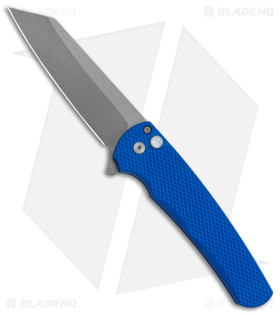 Pro-Tech Malibu Reverse Tanto Knife Textured Blue Aluminum (3.3" SW) Blade Show