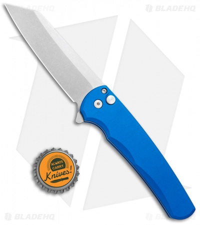 Pro-Tech Malibu Reverse Tanto Plunge Lock Flipper Knife Blue (3.3" Stonewash)