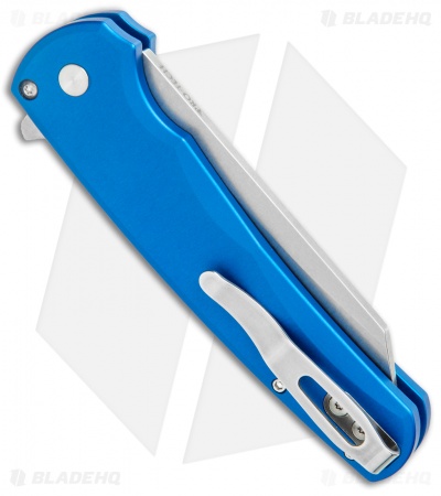 Pro-Tech Malibu Reverse Tanto Plunge Lock Flipper Knife Blue (3.3" Stonewash)