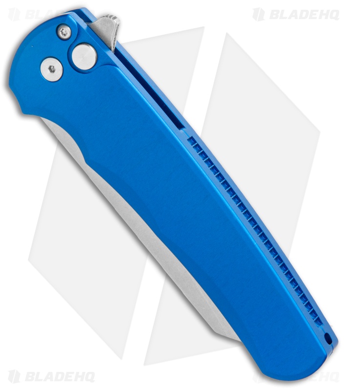 Pro-Tech Malibu Reverse Tanto Plunge Lock Flipper Knife Blue (3.3" Stonewash)