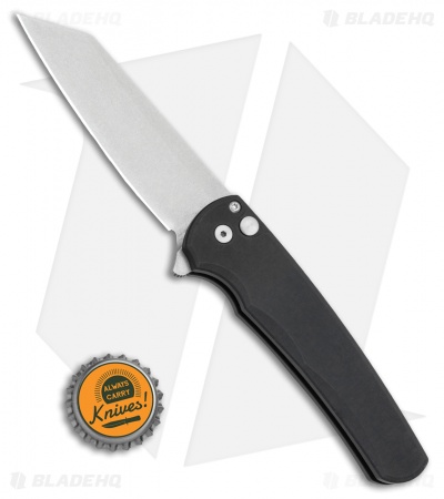 Pro-Tech Malibu Reverse Tanto Plunge Lock Flipper Knife Black (3.3" Stonewash)