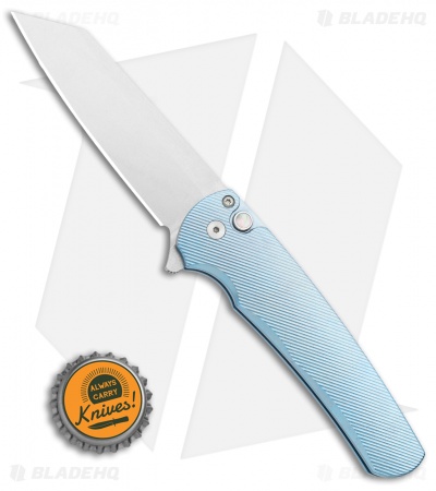 Pro-Tech Malibu Reverse Tanto Plunge Lock Flipper Knife Blue Titanium (3.3" SW)
