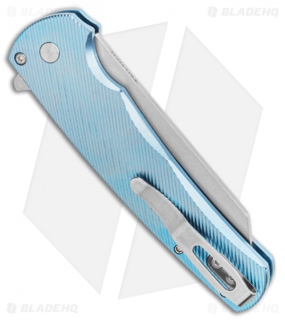 Pro-Tech Malibu Reverse Tanto Plunge Lock Flipper Knife Blue Titanium (3.3" SW)