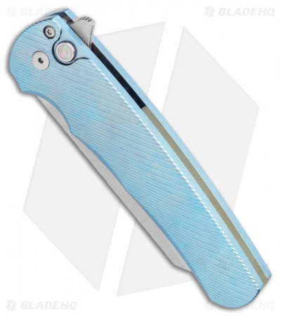 Pro-Tech Malibu Reverse Tanto Plunge Lock Flipper Knife Blue Titanium (3.3" SW)