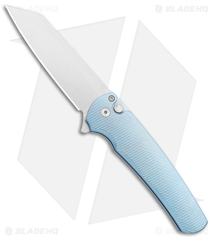 Pro-Tech Malibu Reverse Tanto Plunge Lock Flipper Knife Blue Titanium (3.3" SW)