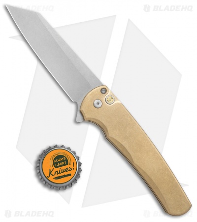 Pro-Tech Limited Malibu Reverse Tanto Plunge Lock Knife Bronze (3.3" Stonewash)