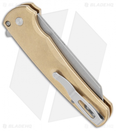 Pro-Tech Limited Malibu Reverse Tanto Plunge Lock Knife Bronze (3.3" Stonewash)
