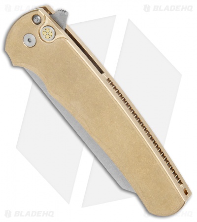 Pro-Tech Limited Malibu Reverse Tanto Plunge Lock Knife Bronze (3.3" Stonewash)