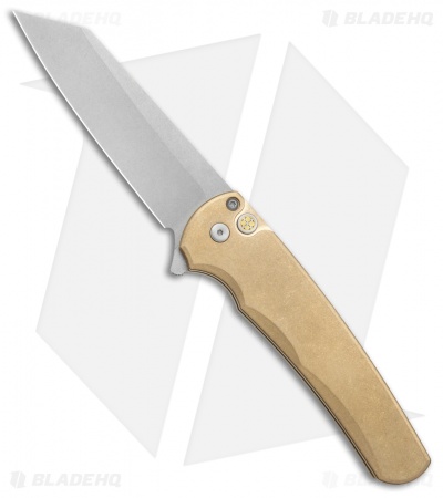 Pro-Tech Limited Malibu Reverse Tanto Plunge Lock Knife Bronze (3.3" Stonewash)