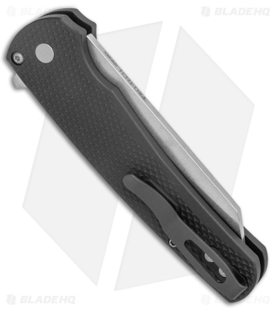 Pro-Tech Malibu Reverse Tanto Flipper Knife Textured Black Al (3.3" Stonewash)