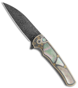 Pro-Tech Malibu Wharncliffe Ultimate Custom Shaw Engraved 18K/Pearl (Damascus)