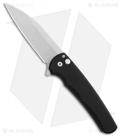Pro-Tech Malibu Wharncliffe Plunge Lock Flipper Knife Black (3.3" Stonewash)