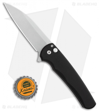 Pro-Tech Malibu Wharncliffe Plunge Lock Flipper Knife Black (3.3" Stonewash)